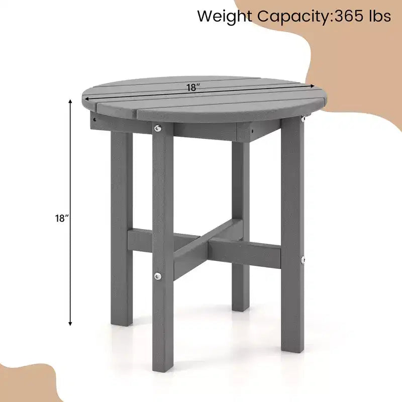 Costway Patio 18'' Adirondack Round Side Table All Weather HDPE End Table Outdoor Grey