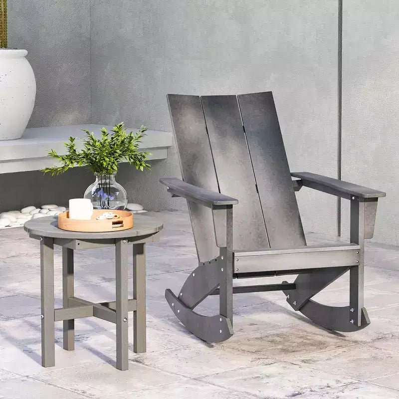Costway Patio 18'' Adirondack Round Side Table All Weather HDPE End Table Outdoor Grey