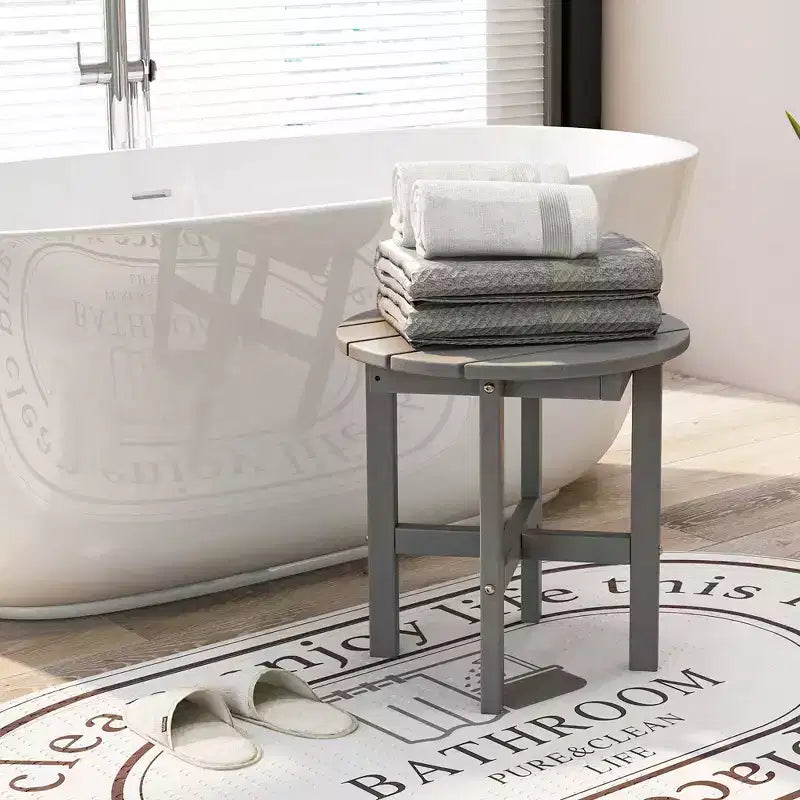 Costway Patio 18'' Adirondack Round Side Table All Weather HDPE End Table Outdoor Grey