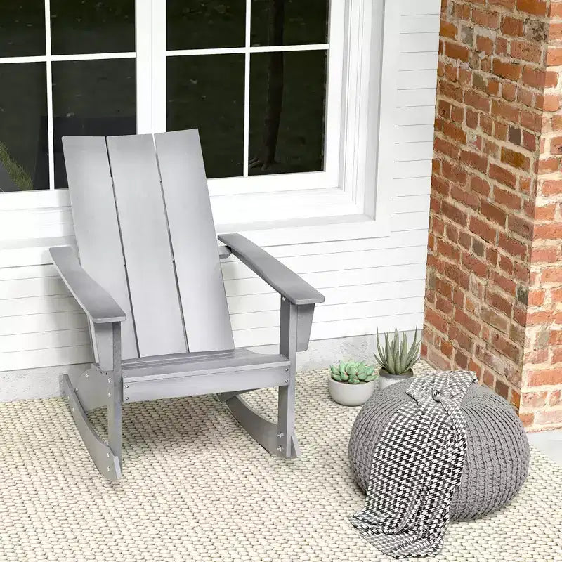 Costway Patio Adirondack Rocking Chair All Weather HDPE Porch Rocker 330lbs Grey Outdoor