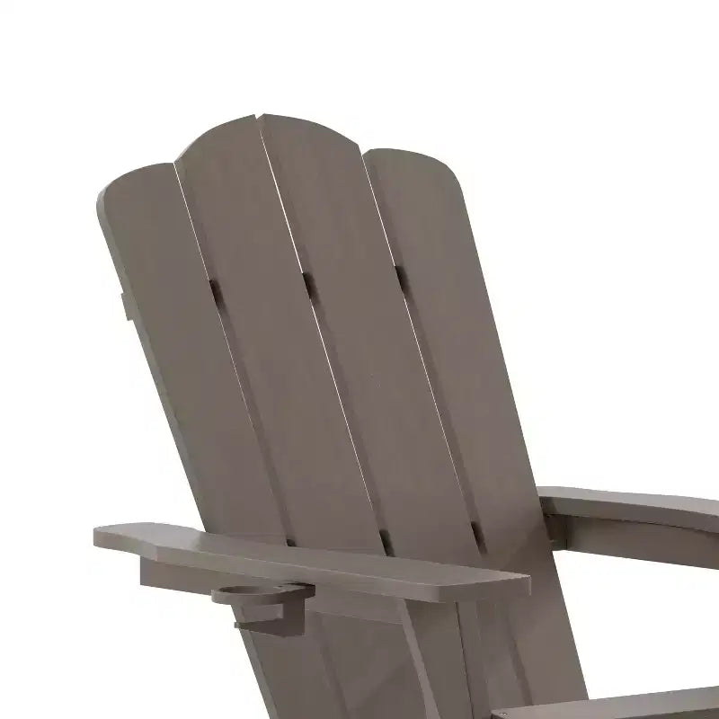Flash Furniture Newport HDPE Adirondack Chair with Cup Holder and Pull Out Ottoman, All-Weather HDPE Indoor/Outdoor Lounge Chair