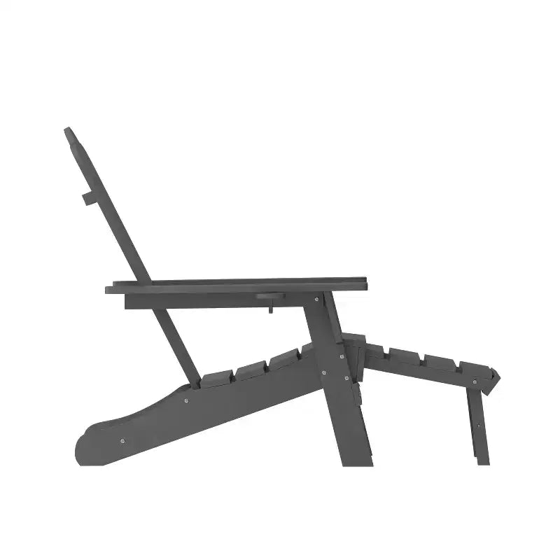 Flash Furniture Newport HDPE Adirondack Chair with Cup Holder and Pull Out Ottoman, All-Weather HDPE Indoor/Outdoor Lounge Chair