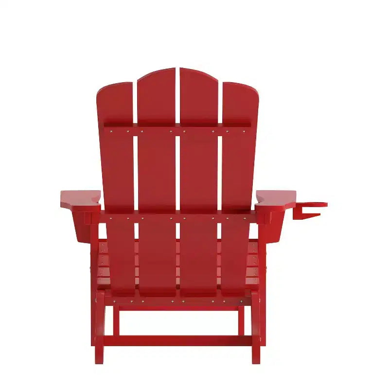Flash Furniture Newport HDPE Adirondack Chair with Cup Holder and Pull Out Ottoman, All-Weather HDPE Indoor/Outdoor Lounge Chair