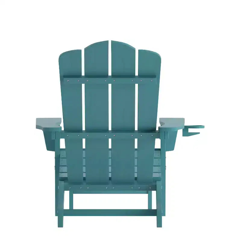 Flash Furniture Newport HDPE Adirondack Chair with Cup Holder and Pull Out Ottoman, All-Weather HDPE Indoor/Outdoor Lounge Chair