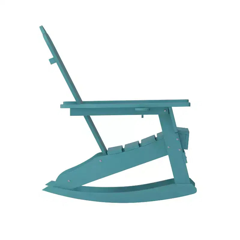 Flash Furniture Newport Adirondack Rocking Chair with Cup Holder, Weather Resistant HDPE Adirondack Rocking Chair, Set of 2