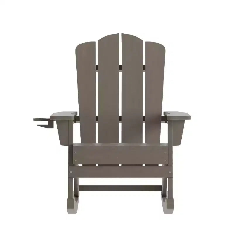 Flash Furniture Newport Adirondack Rocking Chair with Cup Holder, Weather Resistant HDPE Adirondack Rocking Chair, Set of 2