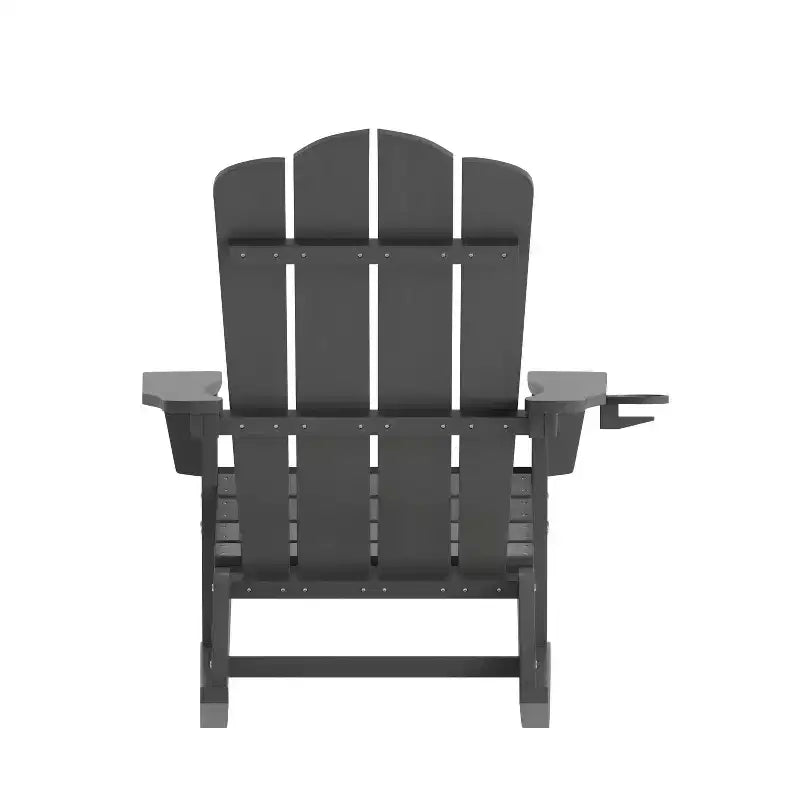 Flash Furniture Newport Adirondack Rocking Chair with Cup Holder, Weather Resistant HDPE Adirondack Rocking Chair, Set of 2