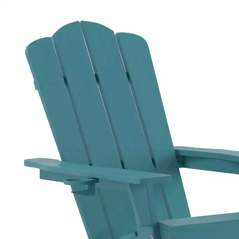 Flash Furniture Newport Adirondack Rocking Chair with Cup Holder, Weather Resistant HDPE Adirondack Rocking Chair, Set of 2