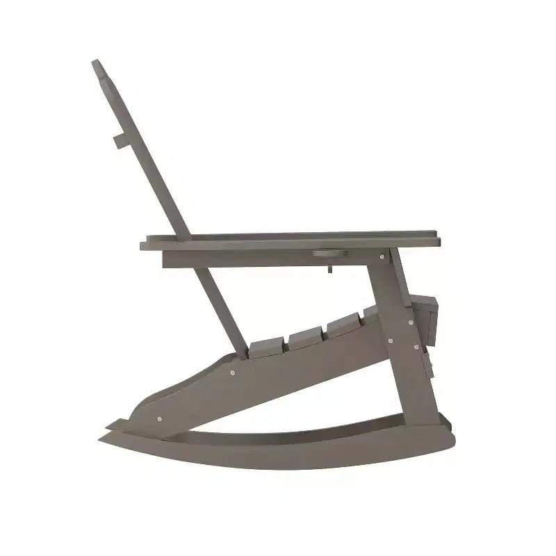 Flash Furniture Newport Adirondack Rocking Chair with Cup Holder, Weather Resistant HDPE Adirondack Rocking Chair