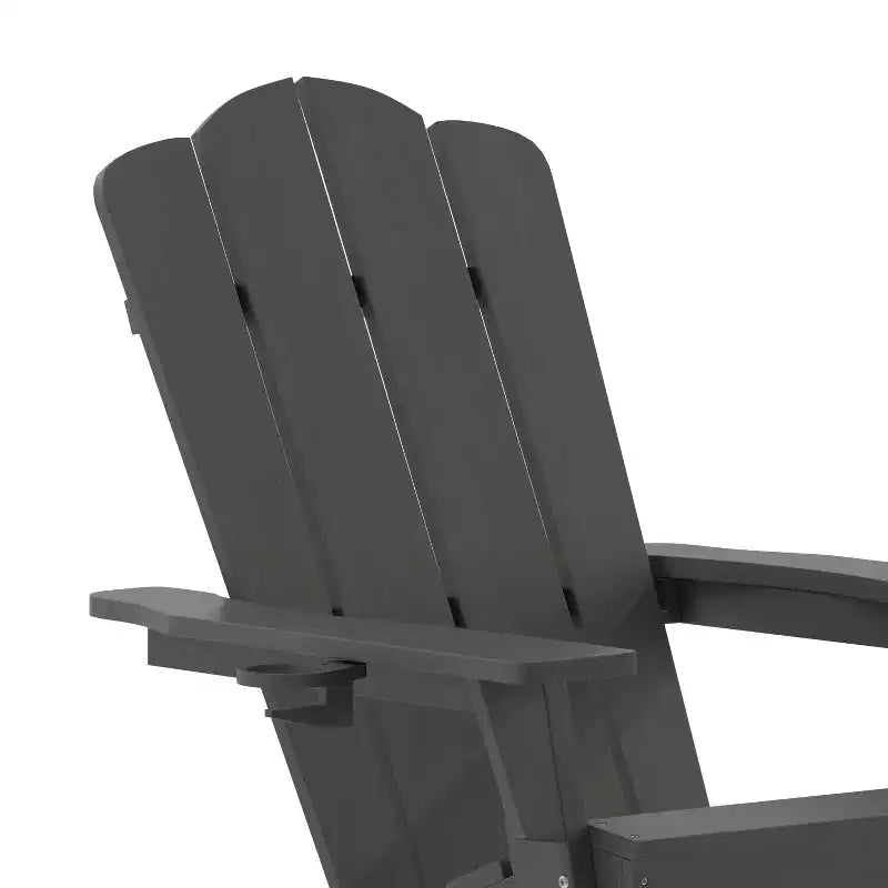 Flash Furniture Newport Adirondack Rocking Chair with Cup Holder, Weather Resistant HDPE Adirondack Rocking Chair