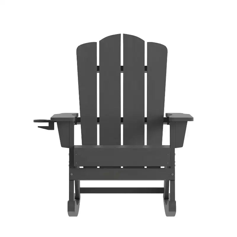 Flash Furniture Newport Adirondack Rocking Chair with Cup Holder, Weather Resistant HDPE Adirondack Rocking Chair