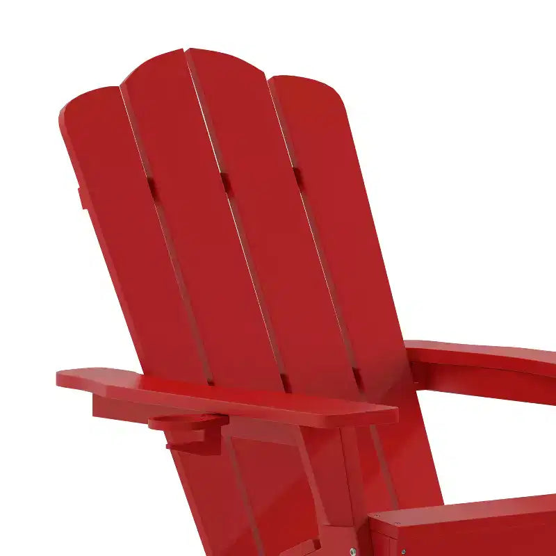 Flash Furniture Newport Adirondack Rocking Chair with Cup Holder, Weather Resistant HDPE Adirondack Rocking Chair
