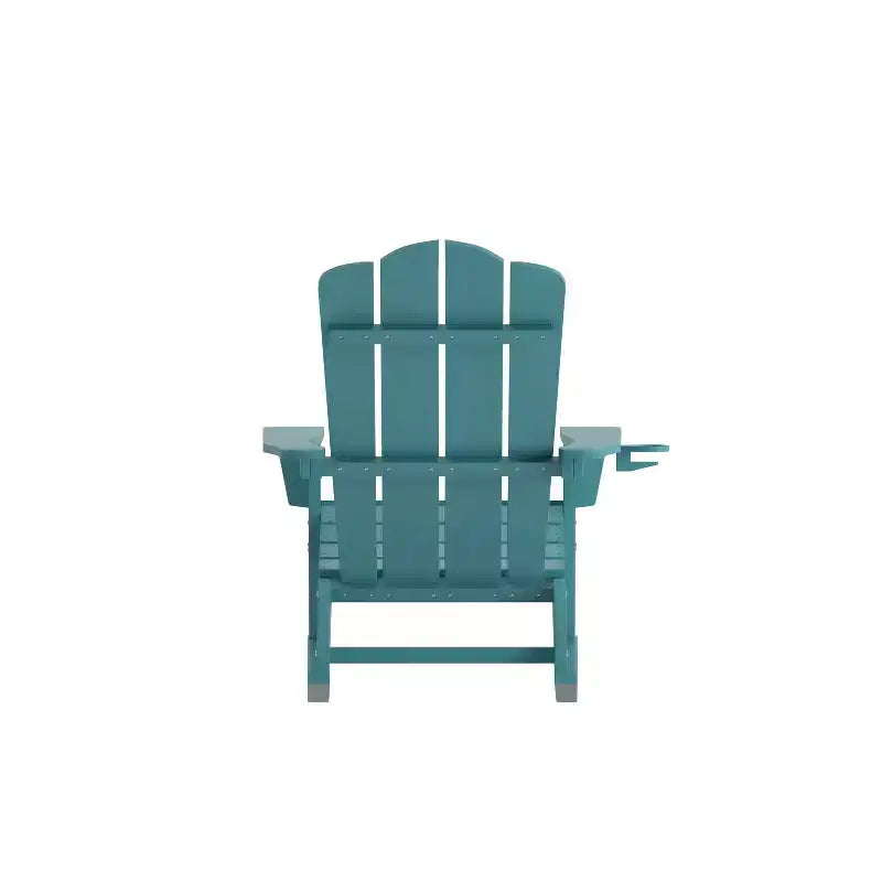 Flash Furniture Newport Adirondack Rocking Chair with Cup Holder, Weather Resistant HDPE Adirondack Rocking Chair