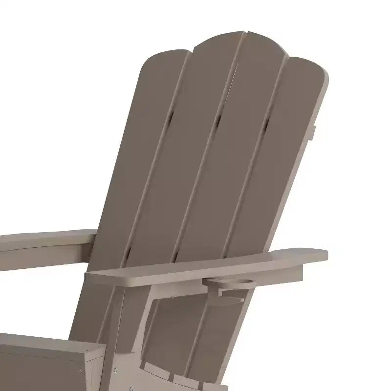 Emma and Oliver Set of 4 Adirondack Chairs with Cup Holders, Weather Resistant HDPE Adirondack Chairs