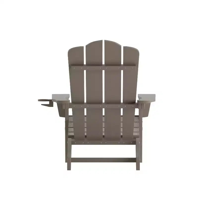 Emma and Oliver Set of 4 Adirondack Chairs with Cup Holders, Weather Resistant HDPE Adirondack Chairs