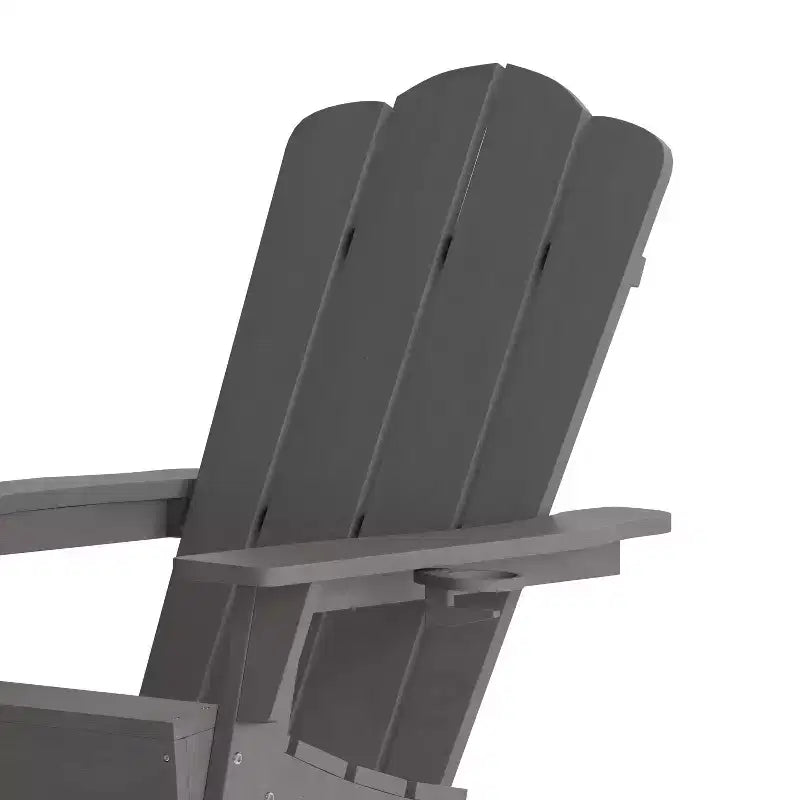 Emma and Oliver Set of 4 Adirondack Chairs with Cup Holders, Weather Resistant HDPE Adirondack Chairs