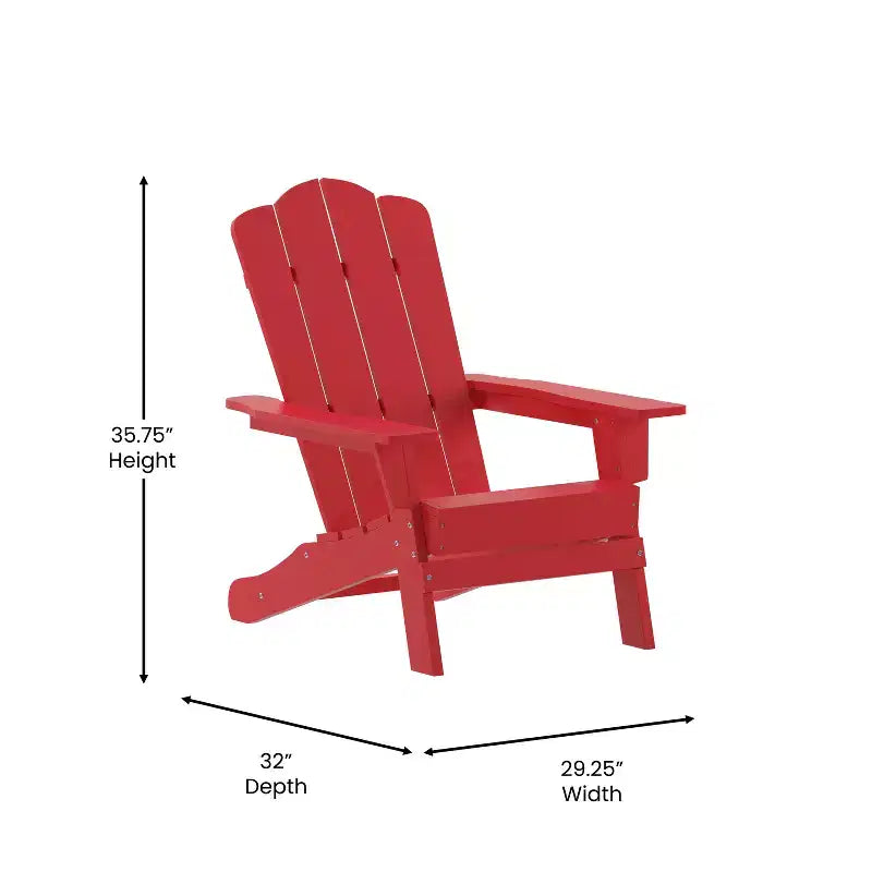 Emma and Oliver Set of 4 Adirondack Chairs with Cup Holders, Weather Resistant HDPE Adirondack Chairs