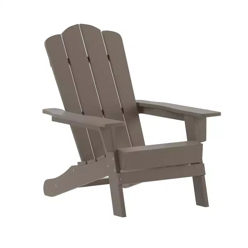 Emma and Oliver Set of 4 Adirondack Chairs with Cup Holders, Weather Resistant HDPE Adirondack Chairs