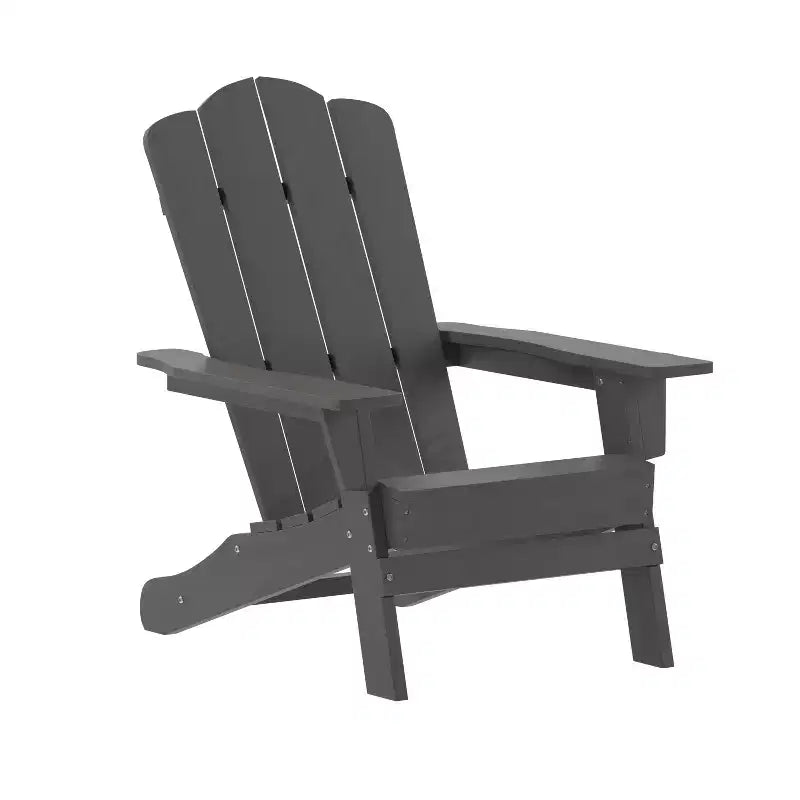 Emma and Oliver Set of 4 Adirondack Chairs with Cup Holders, Weather Resistant HDPE Adirondack Chairs