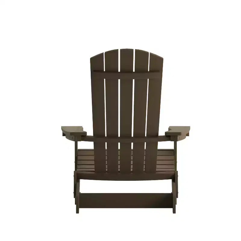 Emma and Oliver Set of 4 Indoor/Outdoor Poly Resin Folding Adirondack Chairs, All-Weather Chairs for Porch, Patio, or Sunroom