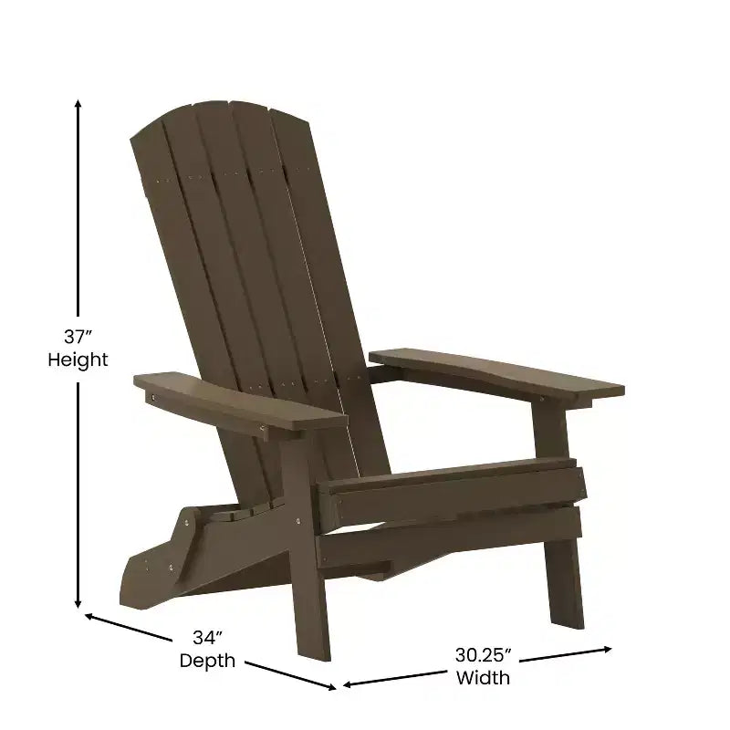Emma and Oliver Set of 4 Indoor/Outdoor Poly Resin Folding Adirondack Chairs, All-Weather Chairs for Porch, Patio, or Sunroom