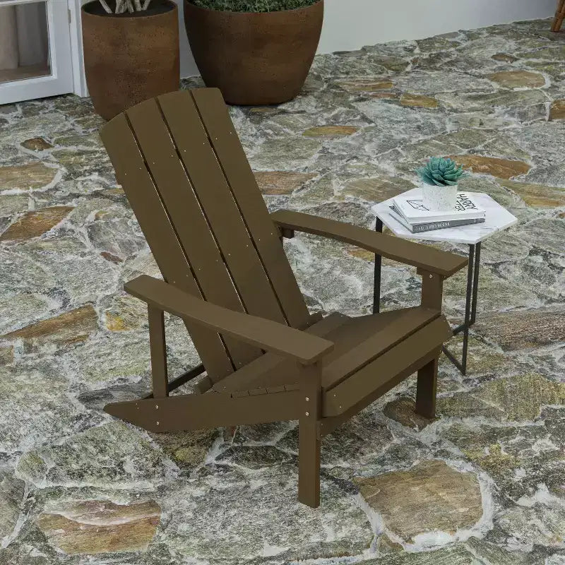Merrick Lane Set of 4 All-Weather Poly Resin Wood Adirondack Chairs