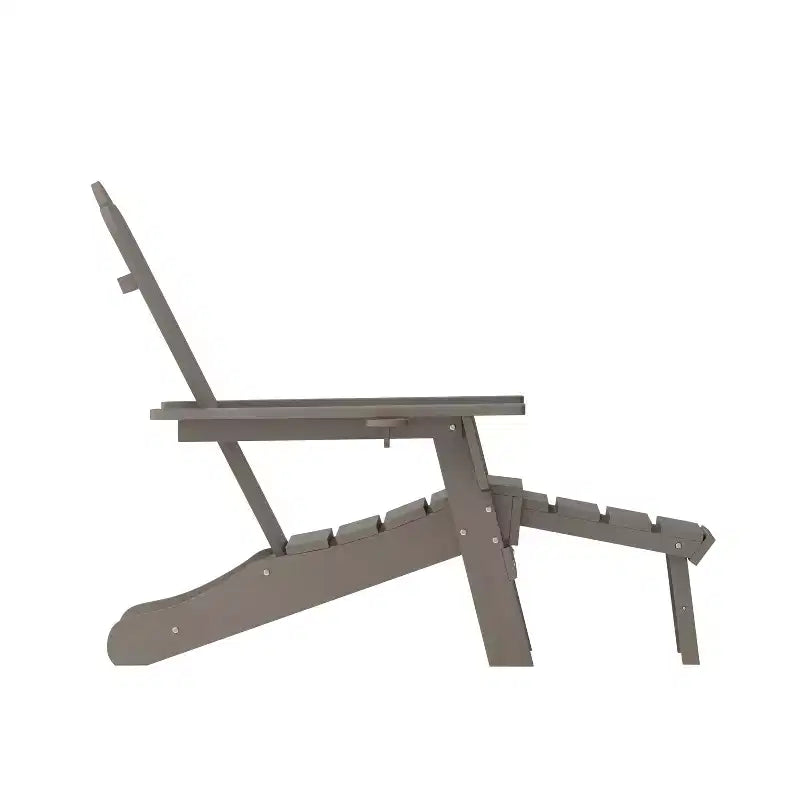 Merrick Lane Adirondack Chair with Cup Holder and Pull Out Ottoman, All-Weather HDPE Indoor/Outdoor Lounge Chair