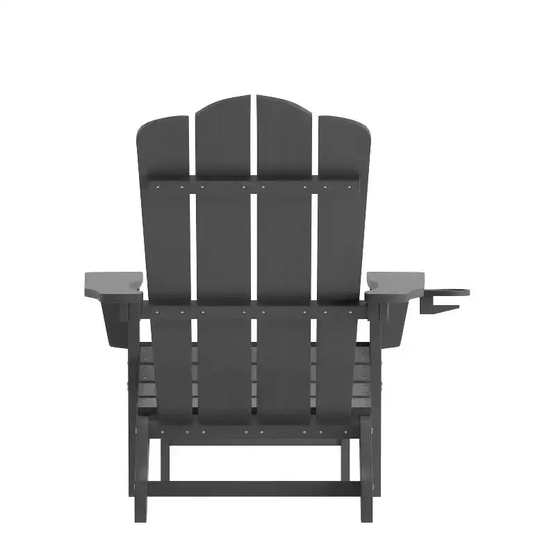 Merrick Lane Adirondack Chair with Cup Holder and Pull Out Ottoman, All-Weather HDPE Indoor/Outdoor Lounge Chair