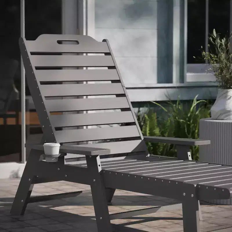 Bain de soleil Adirondack réglable Emma et Oliver en résine polymère avec porte-gobelet pivotant pour intérieur/extérieur