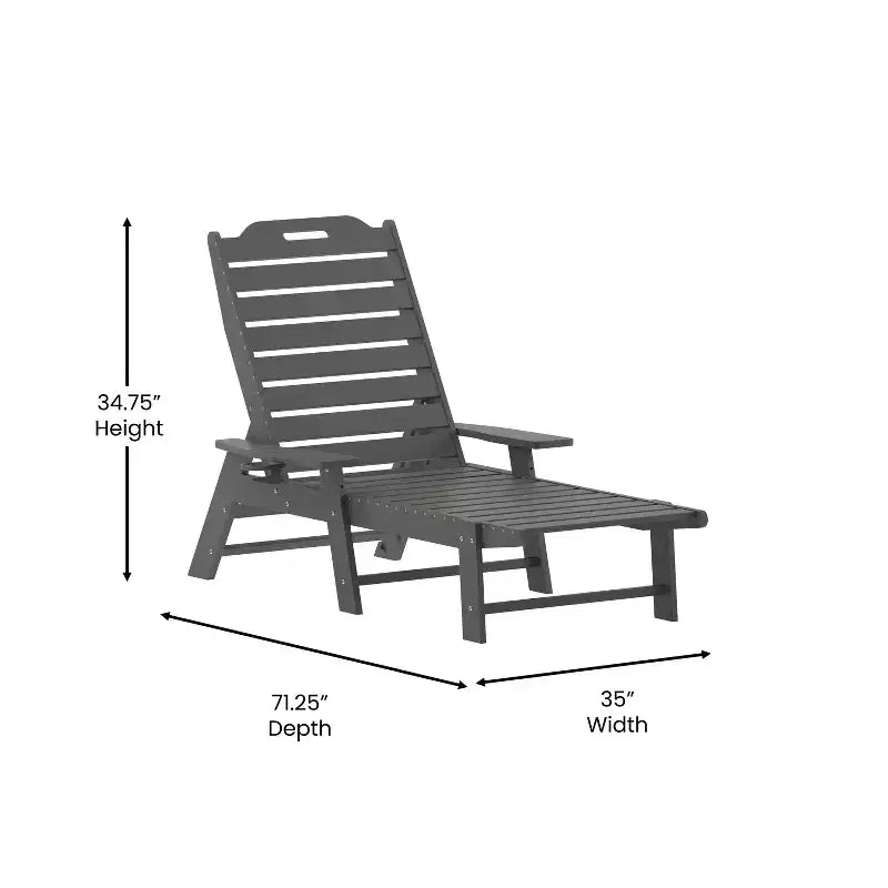 Bain de soleil Adirondack réglable Emma et Oliver en résine polymère avec porte-gobelet pivotant pour intérieur/extérieur