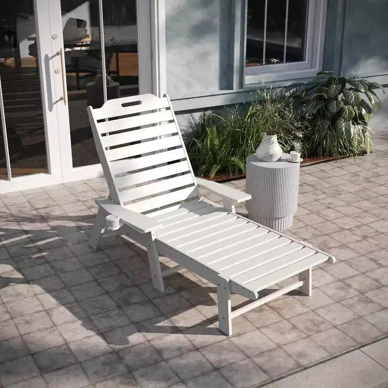 Bain de soleil Adirondack réglable Emma et Oliver en résine polymère avec porte-gobelet pivotant pour intérieur/extérieur
