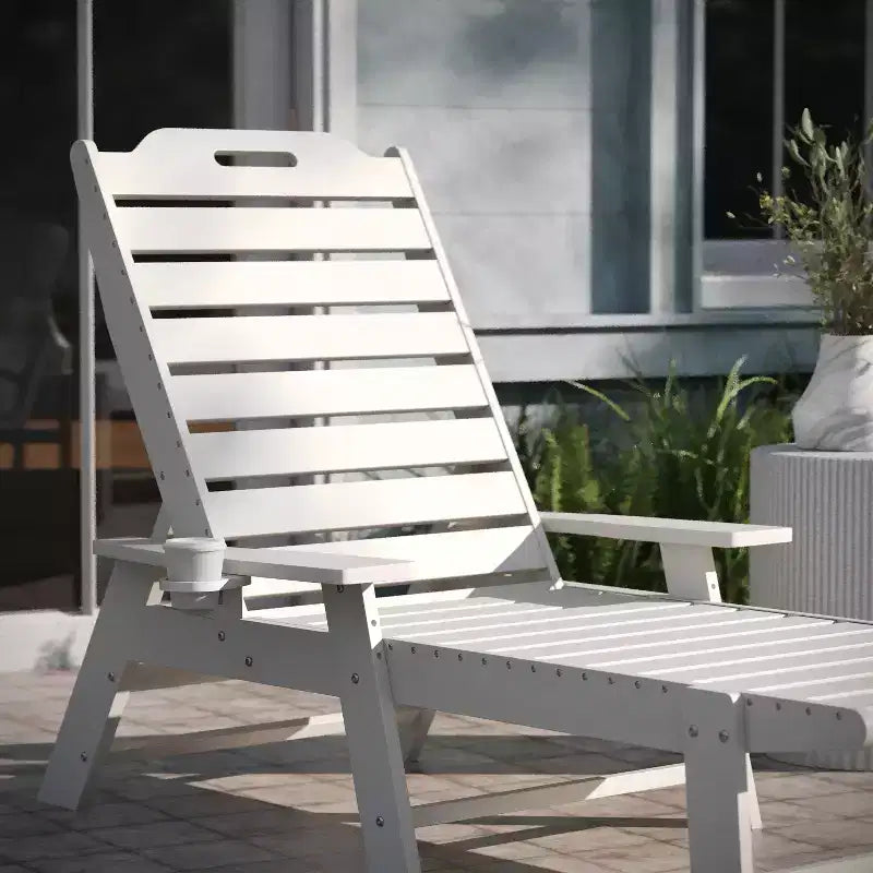 Bain de soleil Adirondack réglable Emma et Oliver en résine polymère avec porte-gobelet pivotant pour intérieur/extérieur