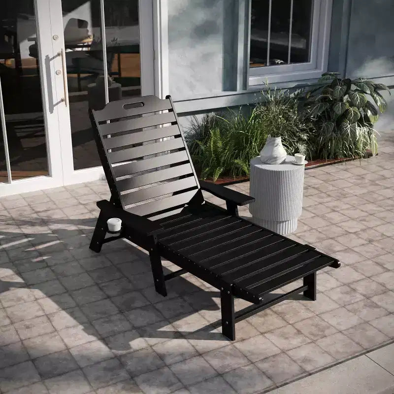 Bain de soleil Adirondack réglable Emma et Oliver en résine polymère avec porte-gobelet pivotant pour intérieur/extérieur