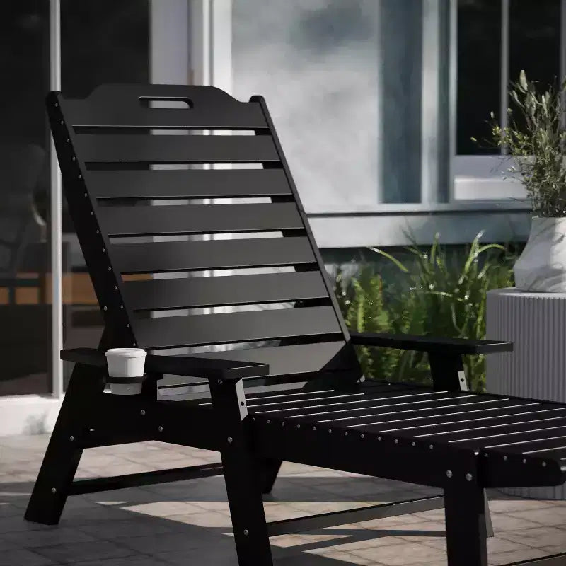 Bain de soleil Adirondack réglable Emma et Oliver en résine polymère avec porte-gobelet pivotant pour intérieur/extérieur