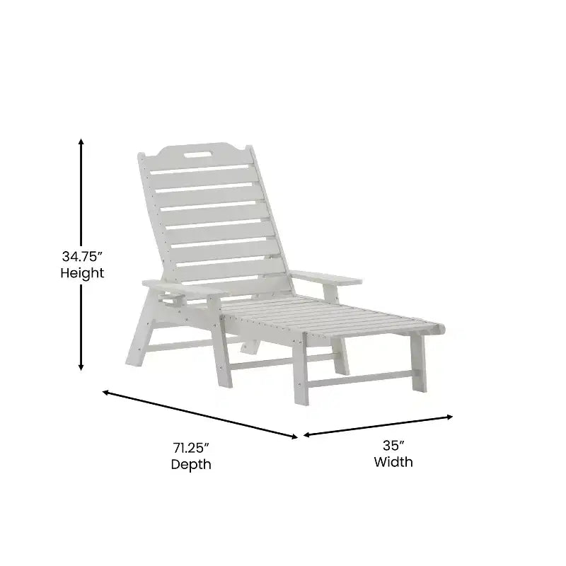 Merrick Lane Gaylord Adjustable Adirondack Lounger with Cup Holder- All-Weather Indoor/Outdoor HDPE Lounge Chair