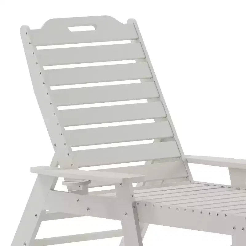 Merrick Lane Gaylord Adjustable Adirondack Lounger with Cup Holder- All-Weather Indoor/Outdoor HDPE Lounge Chair