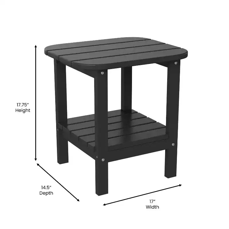 Emma and Oliver Two Tier Polyresin Adirondack Side Table - All-Weather for Indoor/Outdoor Use