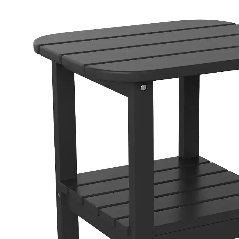 Emma and Oliver Two Tier Polyresin Adirondack Side Table - All-Weather for Indoor/Outdoor Use