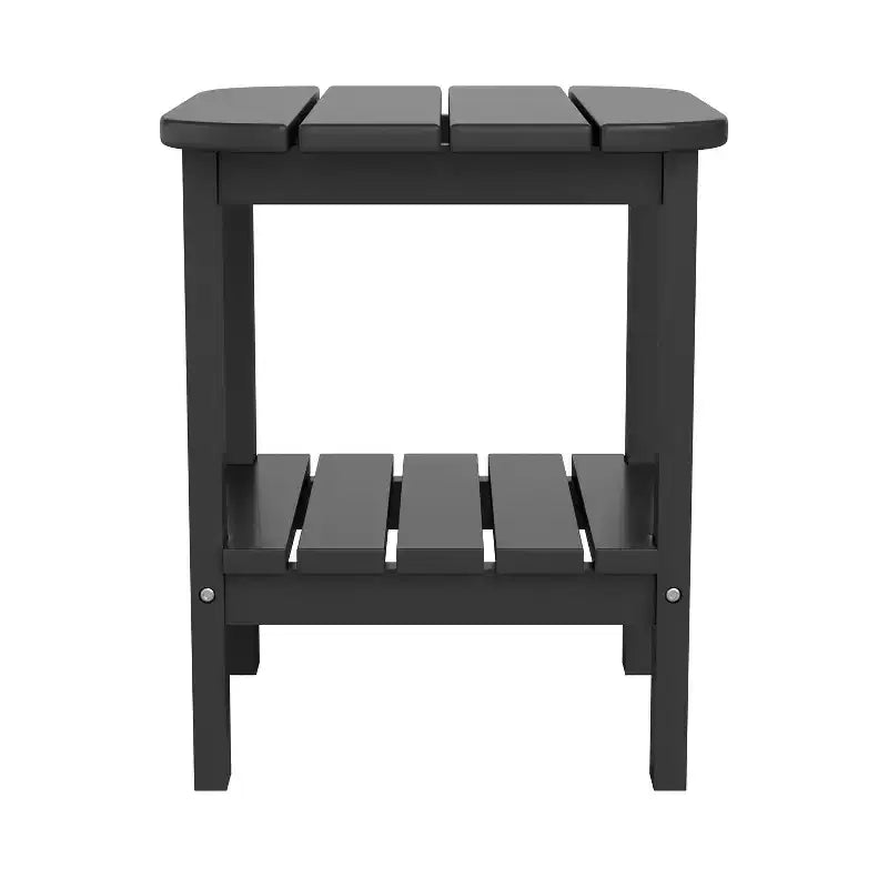 Emma and Oliver Two Tier Polyresin Adirondack Side Table - All-Weather for Indoor/Outdoor Use