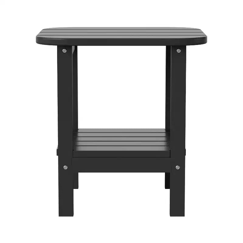 Emma and Oliver Two Tier Polyresin Adirondack Side Table - All-Weather for Indoor/Outdoor Use