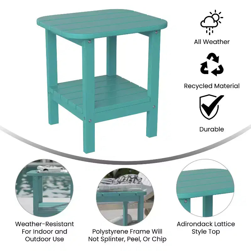 Emma and Oliver Two Tier Polyresin Adirondack Side Table - All-Weather for Indoor/Outdoor Use