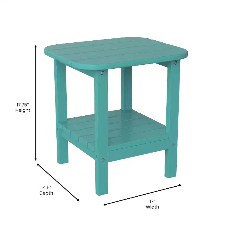 Emma and Oliver Two Tier Polyresin Adirondack Side Table - All-Weather for Indoor/Outdoor Use