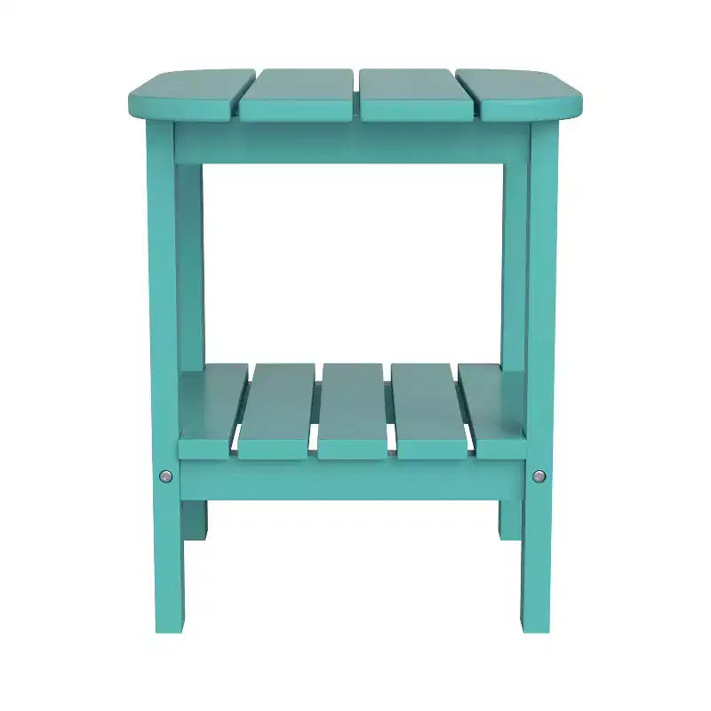 Emma and Oliver Two Tier Polyresin Adirondack Side Table - All-Weather for Indoor/Outdoor Use