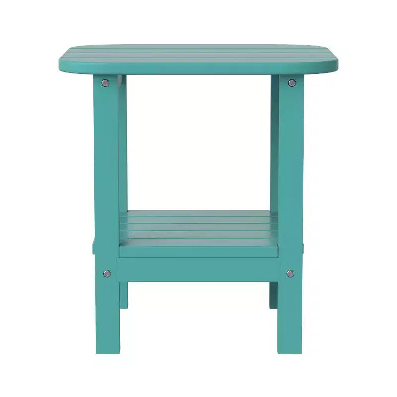 Emma and Oliver Two Tier Polyresin Adirondack Side Table - All-Weather for Indoor/Outdoor Use