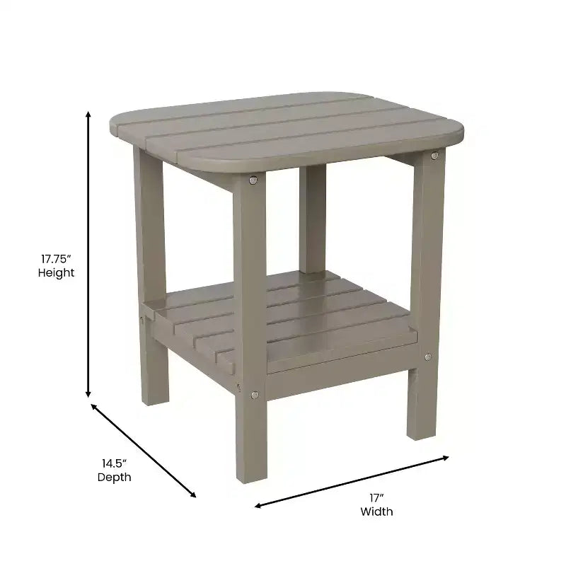 Emma and Oliver Two Tier Polyresin Adirondack Side Table - All-Weather for Indoor/Outdoor Use