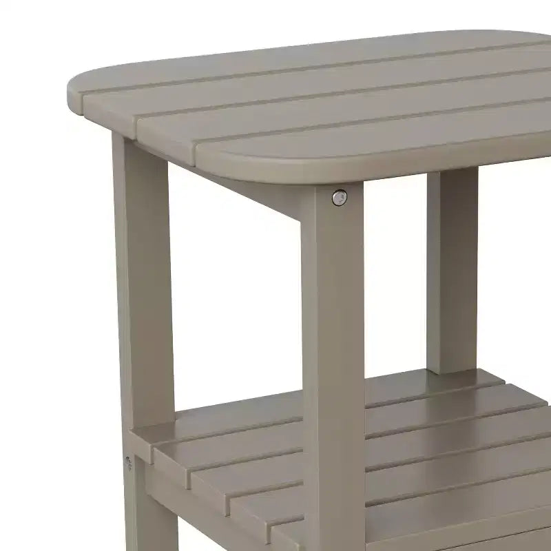 Emma and Oliver Two Tier Polyresin Adirondack Side Table - All-Weather for Indoor/Outdoor Use