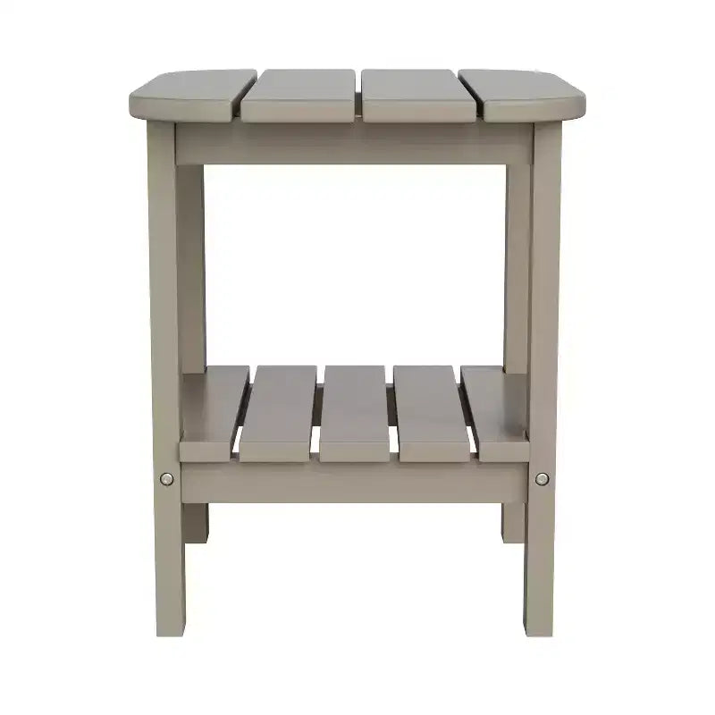 Emma and Oliver Two Tier Polyresin Adirondack Side Table - All-Weather for Indoor/Outdoor Use