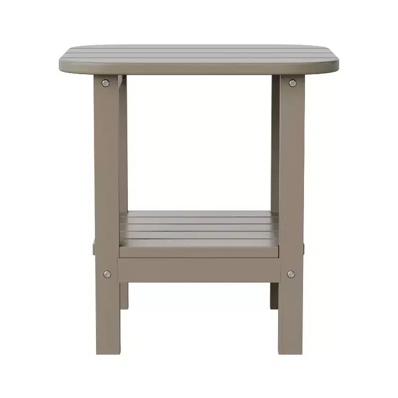 Emma and Oliver Two Tier Polyresin Adirondack Side Table - All-Weather for Indoor/Outdoor Use