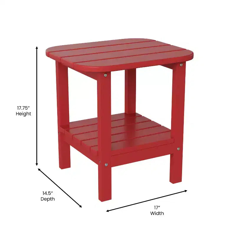 Emma and Oliver Two Tier Polyresin Adirondack Side Table - All-Weather for Indoor/Outdoor Use