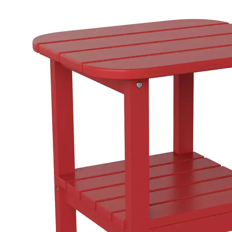 Emma and Oliver Two Tier Polyresin Adirondack Side Table - All-Weather for Indoor/Outdoor Use